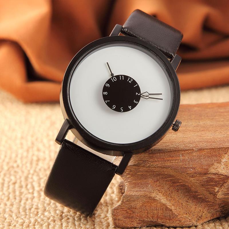 Unisex Minimalist Synthetic Leather Analog Quartz Couple Wrist Watch