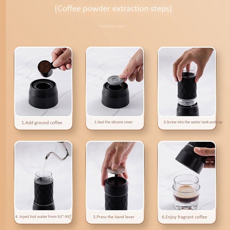 Manual Coffee Machine Portable Espresso Coffee Maker Outdoor Travel Hand Press Powder/Capsule Coffee Machine
