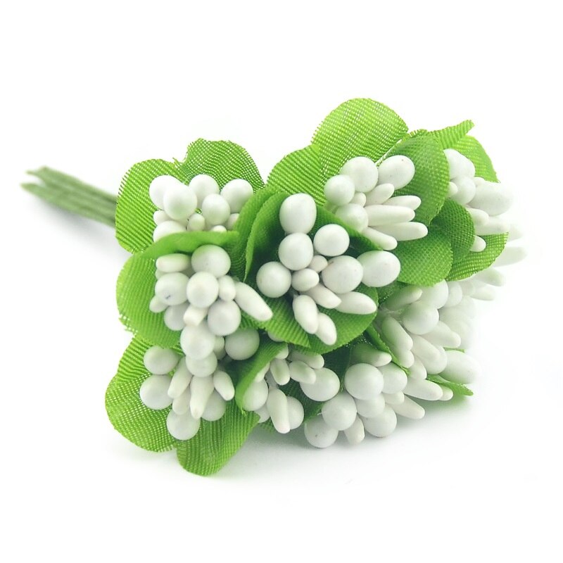 10Pcs Kunstmatige Simulatie Meeldraden Rozen Knoppen Bruiloft Decoratie Handwerk Cake Box Accessoires Diy Krans Parel Fruit Bloem: white