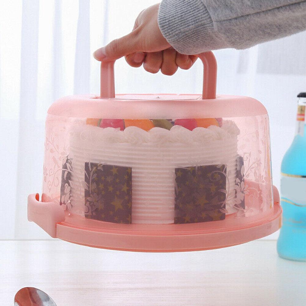 Portable Cake Storage Box Round Birthday Wedding Kitchen Dessert Cake Box Holder Baking Storage Cupcake Fruit Container R4Z8