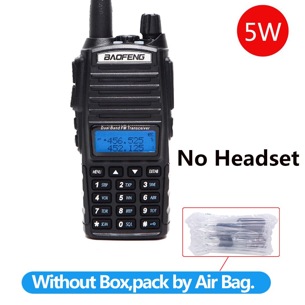 Baofeng UV-82 5W Draagbare Radio Walkie Talkie Uv 82 Dubbele 2 Ptt Dual Band Vhf/Uhf 136- 174/400-480 Mhz UV82 Twee Manier Cb Ham Radio: black 5W