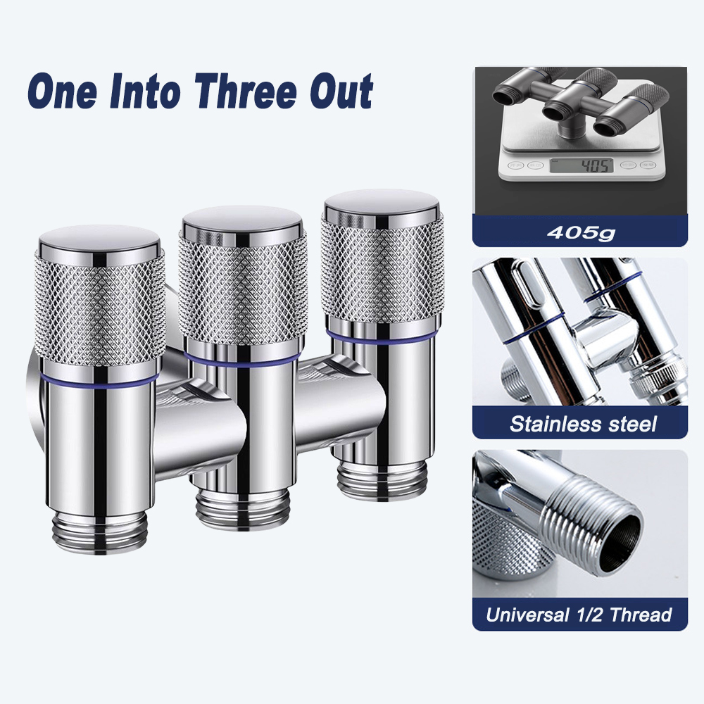 Grifo Universal de 1/2 rosca uno en tres para salida, válvula de entrada de acero inoxidable para cocina, accesorios para baño y inodoro