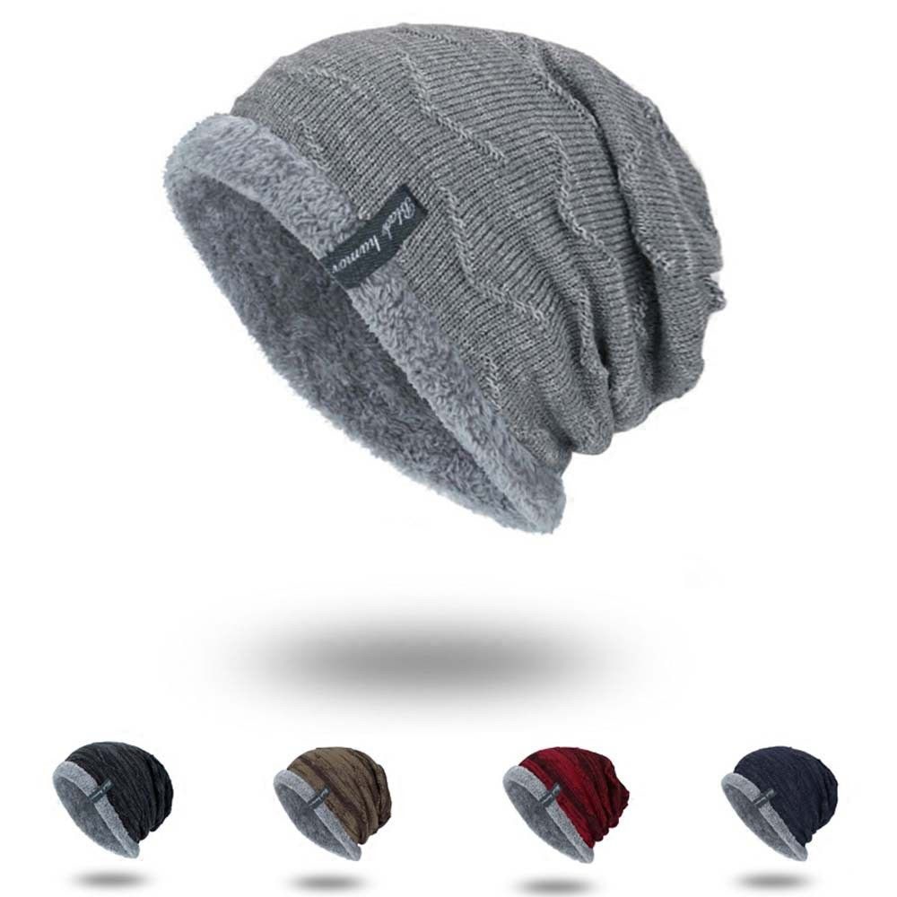 Herre luer strikket lue vinterlue for herre strikket lue gutter tykkere hekkehette balaclava ski varm strikket lue unisex luer