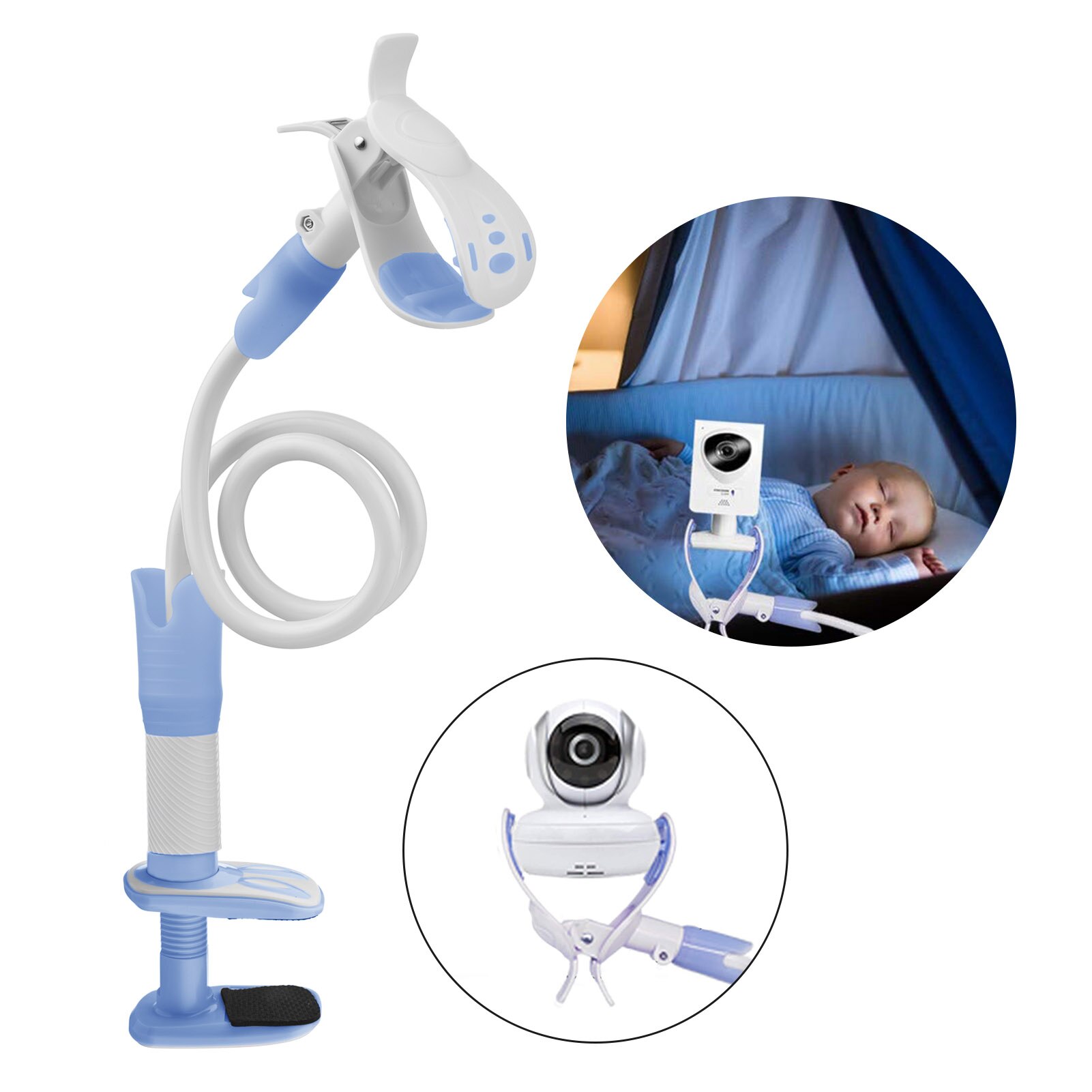 Soporte para Monitor de bebé, montaje giratorio de 105cm con cinta de sujeción, apto para la mayoría de monitores, cuna para bebés y niños