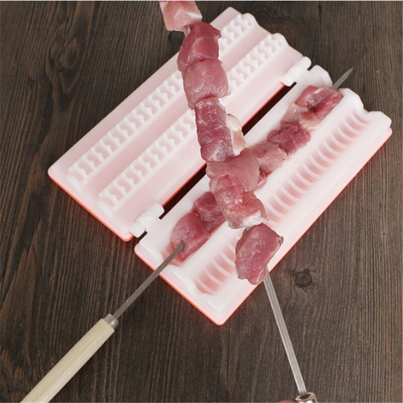 Portable Meat Grill Skewer Box BBQ Tool Meat Grill Skewer Barbecue Grill Needle Box String Shish Beef Mutton Kebab Skewers Maker