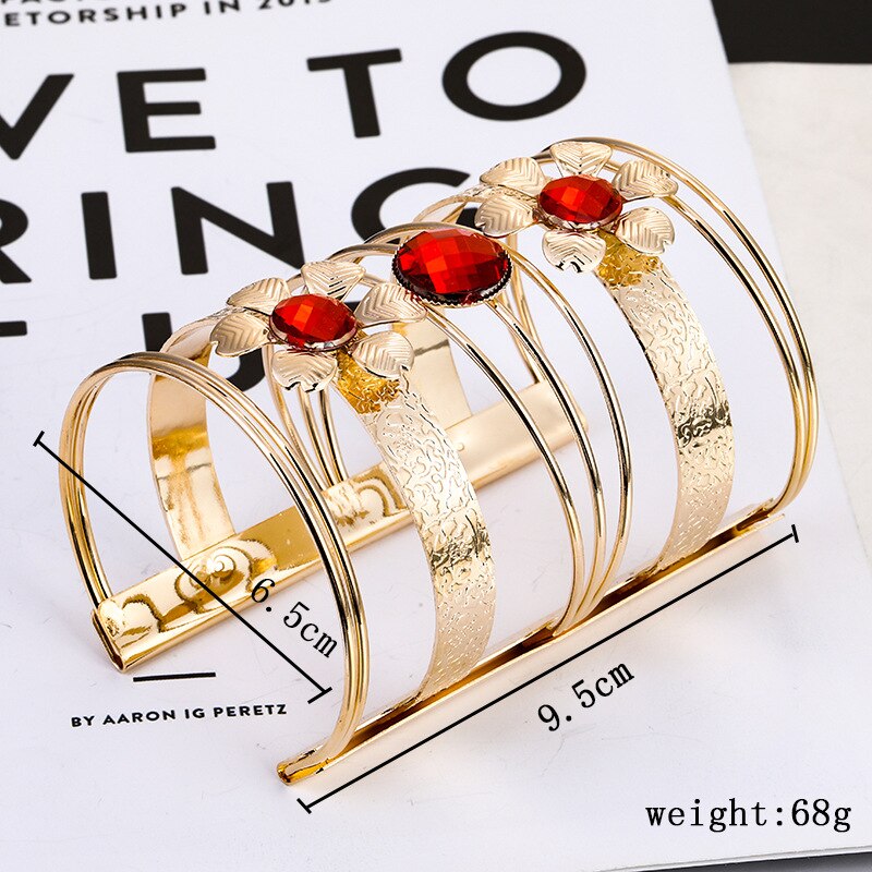 FLDZ Bangle For Women Trendy Hollowed Bracelet Metal Flower Pattern Crystal Decoration Bangles Jewelry Accessories