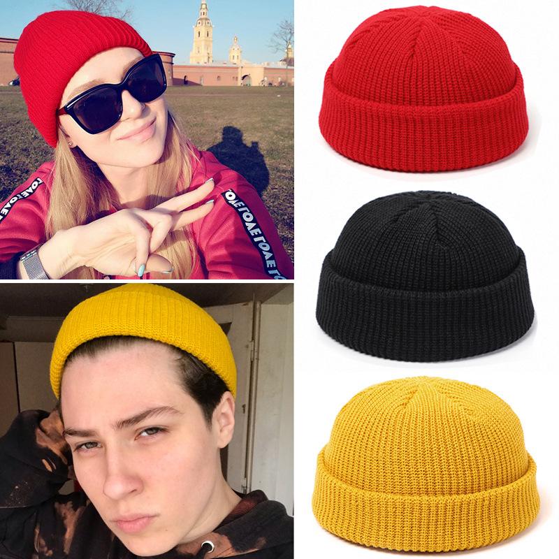 Gebreide Hoeden Voor Vrouwen Gildkruid Mannen Beanie Hat Winter Retro Brimless Baggy Meloen Cap Manchet Docker Visser Mutsen Hoeden Voor mannen