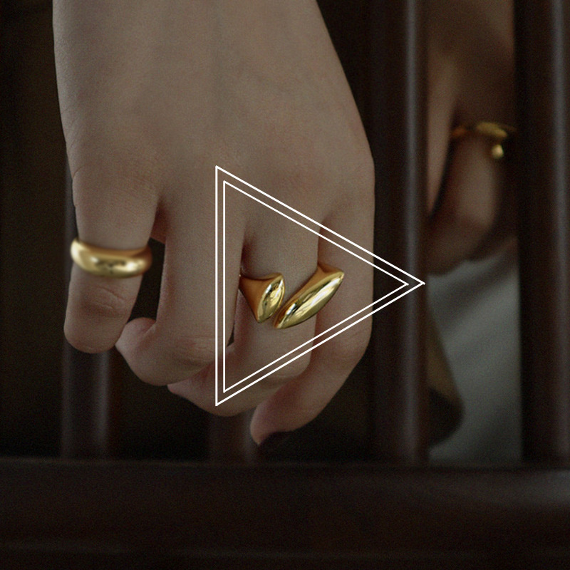 Anillo de Metal de Color dorado geométrico hueco de acero inoxidable para mujer, coreana, anillo liso abierto Punk, de joyería de: Negro