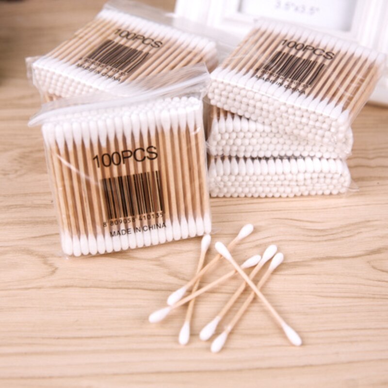 10packs Cotton Swabs Double Tip wooden Stick Cotton Swabs/Cotton Buds/Ear Buds Qtips T20