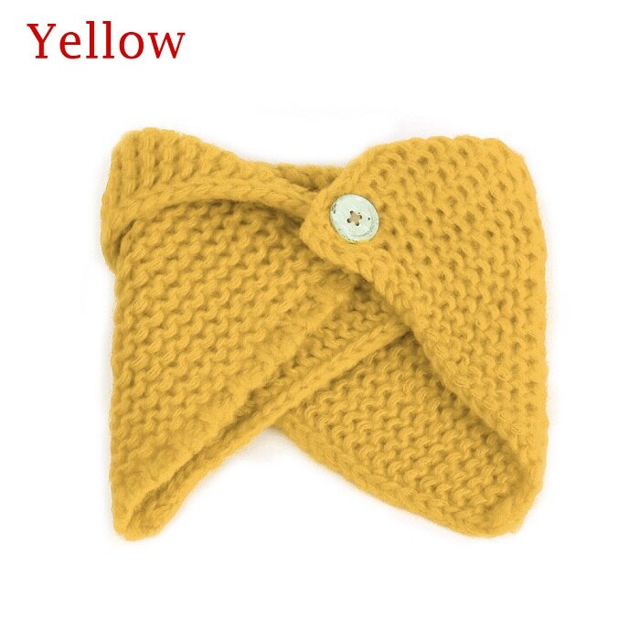 1pc baby drenge piger hals vinter varmere tørklæde krave krave knap sjal håndlavede strikkede uld hals tørklæder: Gul