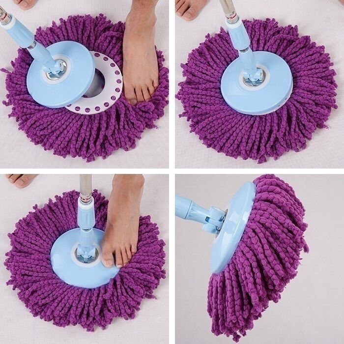 White Mop Floor Microfiber Rotating Head Easy Spinning Bucket 360° Magic Mop head