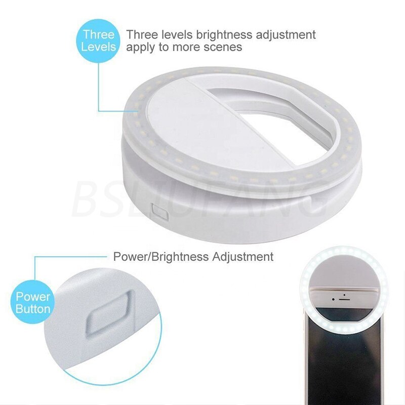 LED Ring Fill Light Portable Mobile Phone Selfie Supplementary Lighting Beauty light Photography Dimmable Light For smart phone