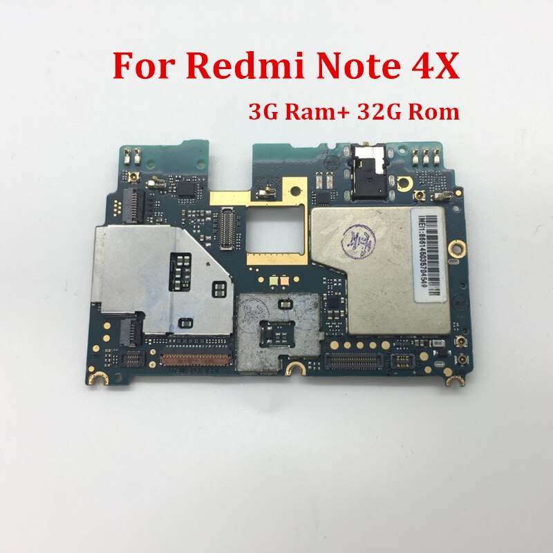 解除 redmi note 4X 注 4 グローバルバージョンの snapdragon 625 メインボードマザーボード手数料フレックスケーブル 3 グラムと 32 ギガバイト