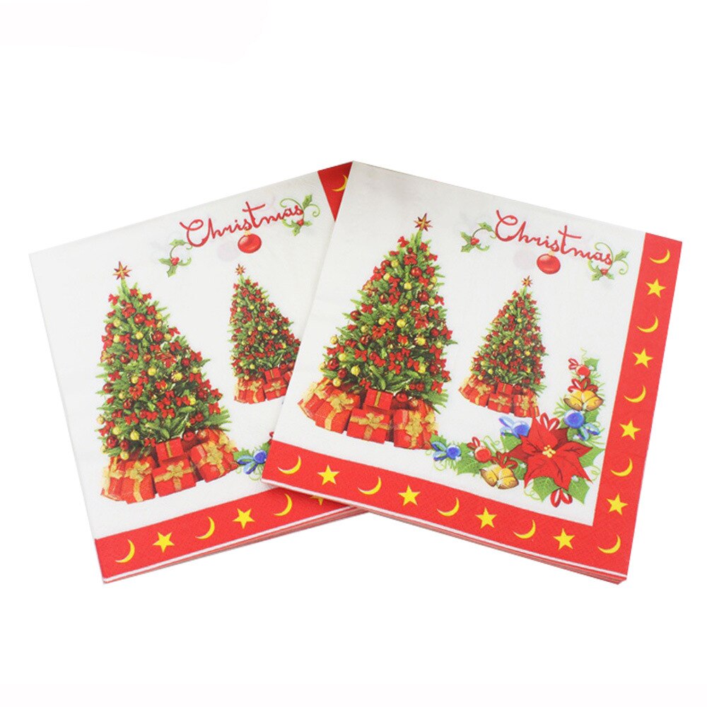20Pcs Kerst Servet Papieren Servet Kerst Decoraties Voor Huis Xmas Tafelkleed Decor Kerst Servetten