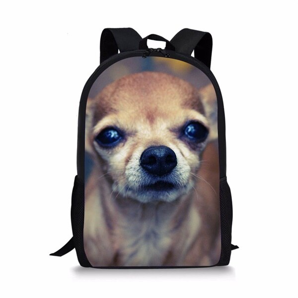 Instantarts barn skolväskor för flickor pojkar söta 3d valpar chihuahua mönster barn skolväskor casual lap top reseryggsäckar: H10467c