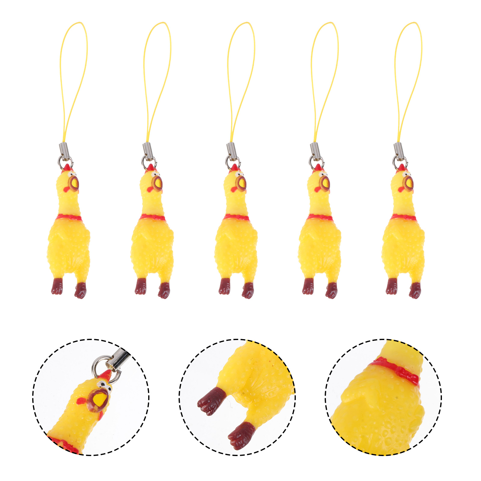 Chicken Keychain Rubber Screaming Squeaking Lanyard Squeeze Squeaky Chain Funny Pendant Key Keychainscharm Dog Minichains Toy: Default Title