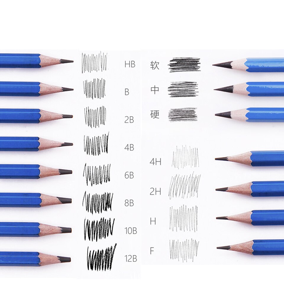 Hexagon Drawing Pencil 6H~12B Natural Wooden Sketch Non-toxic Standard Pencil School Office Stationer Supplies