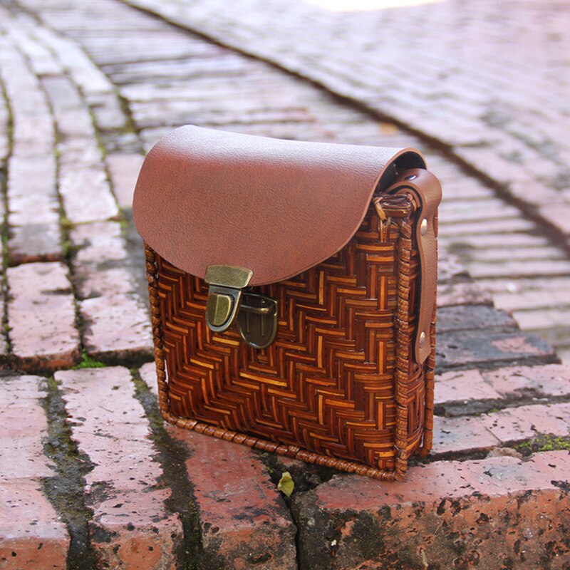 Originele Handgemaakte Bamboe Geweven Zak, Wilde Vrouwelijke Kleine Retro Casual Schoudertas Eenvoudige Kleine Bamboe Messenger Bag