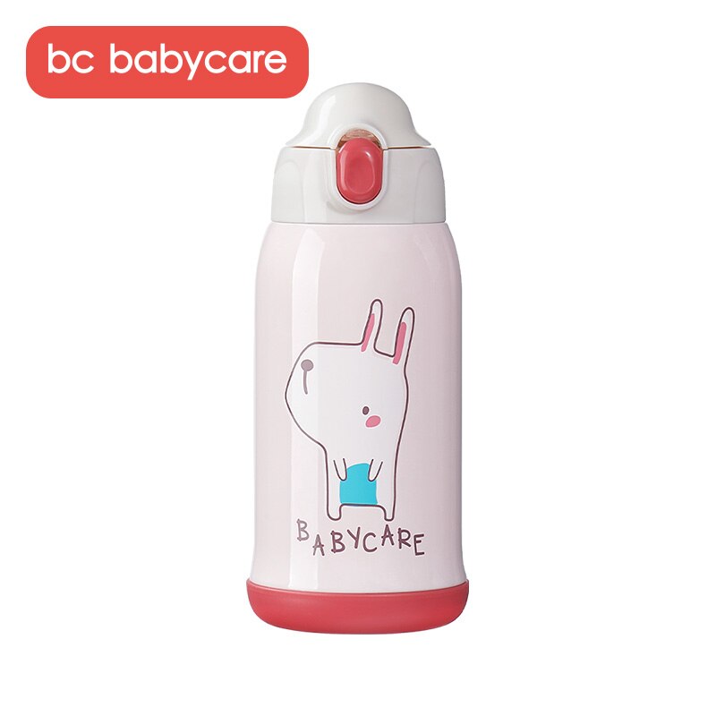 Bc babycare 600ml 3 in 1 baby vacuüm tuitbeker draagbare pers rietje waterfles lekvrije geïsoleerde roestvrijstalen thermosbeker: Roze