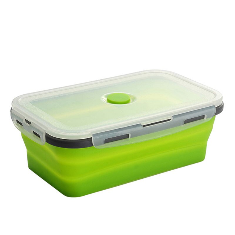 Silicone Lunch Box Foldable Food Storage Bento Box Bowl Food Container for Kid Microwave Portable Picnic Camping Outdoor Product: Green / 800ml