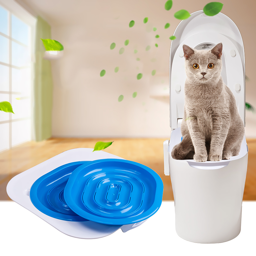 Système de dressage de toilettes pour chat-siège de toilette réglable en plastique bleu pour chats chaton