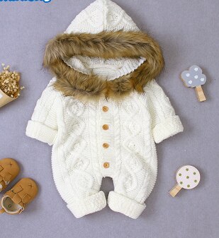Citgeett Herbst Baby Jungen Mädchen Strampler Langen Ärmeln Gestrickt Mit Kapuze Warme Dicke Chlothes Herbst Winter Kleidung