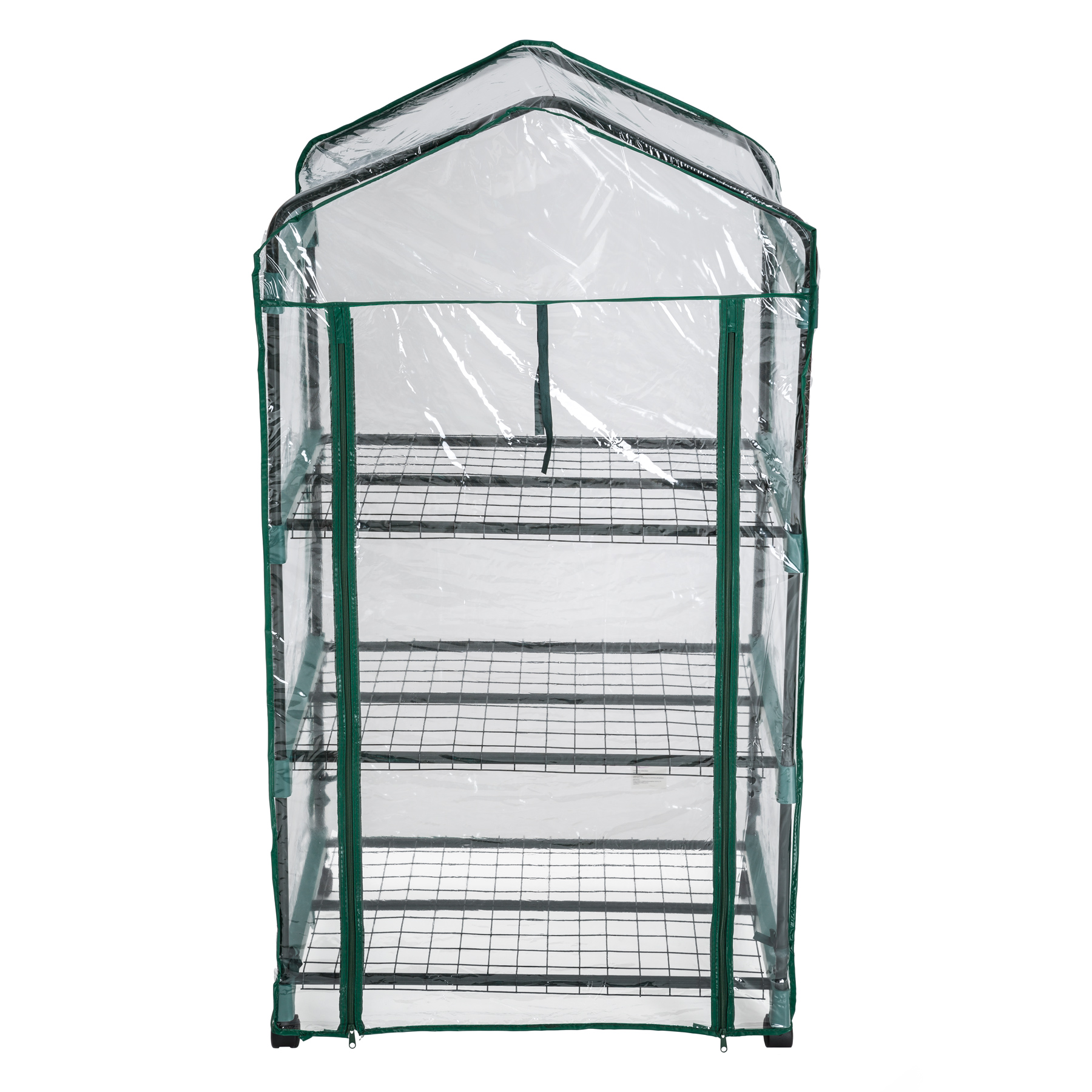 Tectake Invernadero con 3 estantes 69x49x125 cm - invernadero de jardín para frutas y verduras, invernadero con estructura de acero y entrada enrollable, protección contra viento y lluvia, invernáculo para terraza con