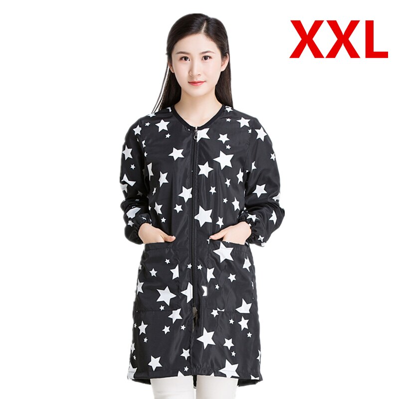 Salon Smock Hairdresser Long Sleeve Work Clothes Pet Grooming Haircut Waterproof Uniform Barber Assistant Apron: G010-Stars-XXL