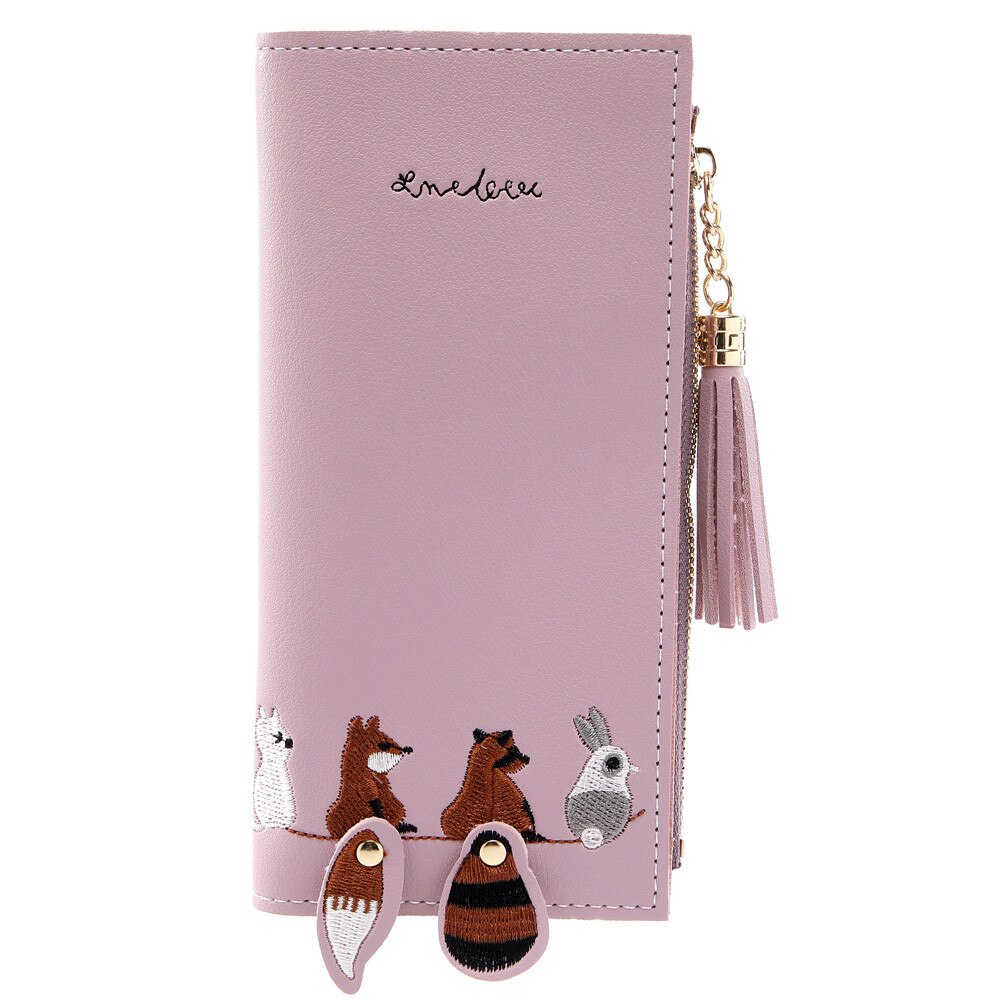 Mulheres Gato Raposa Carteira Longa Tassel Coin Purse Cartão Titular Do Cartão de Titulares de Cartão de Bolsa de Negócios Pacote Визитница #15: Purple 