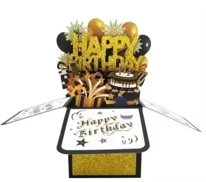 Happy Birthday Greeting Card With Envelope 3D Box 18th/30th/40th50th/60th Years Old Birthday Wishes Message Card Party:  Light Yellow