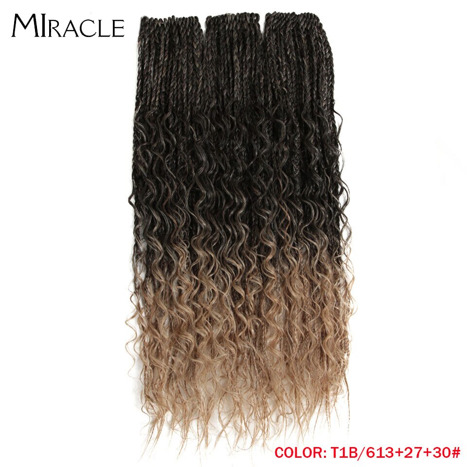 Synthetic Hair Box Braids Crochet Hairstyle Long Braids Curly Crotchet Hair Extensions Ombre Brown Twist Hair Braid Miracle Hair: T1B-613-27-30 / 6Pcs/Lot