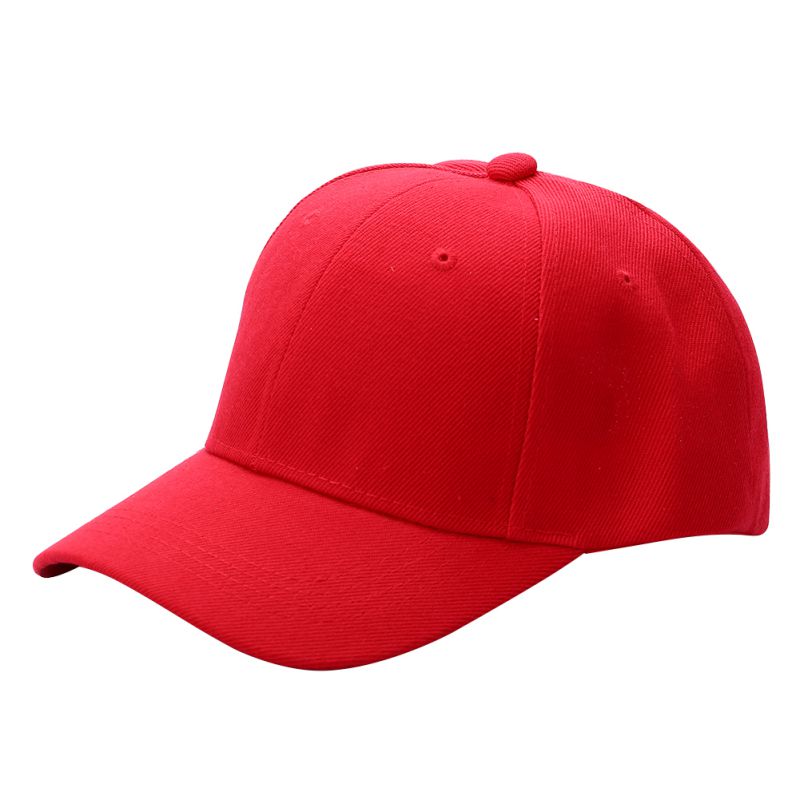 Men Women Plain Baseball Cap Unisex Curved Visor Hat Hip-Hop Adjustable Peaked Hat: Red