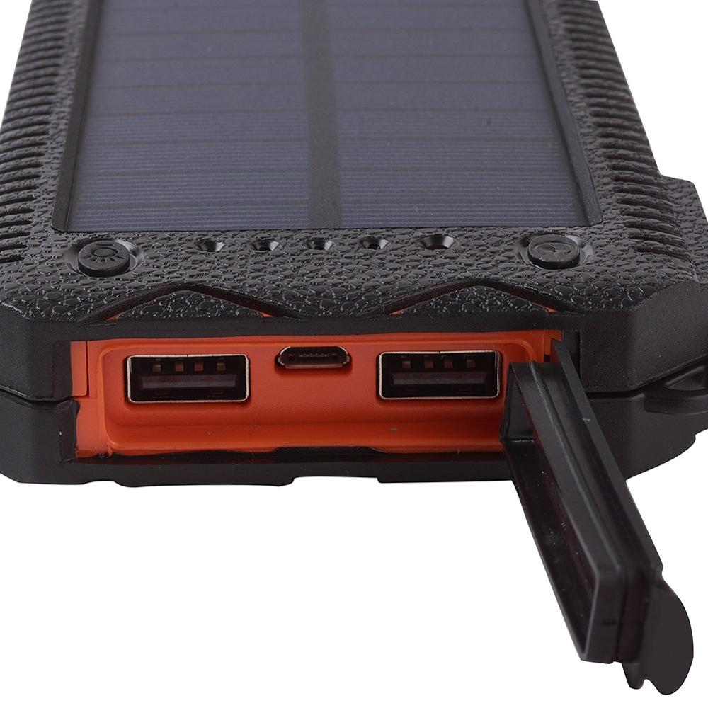 Portable Dual USB Car Jump Starter Solar Battery Charger External Battery Pack Phone Charger Power Bank Chargers: Orange