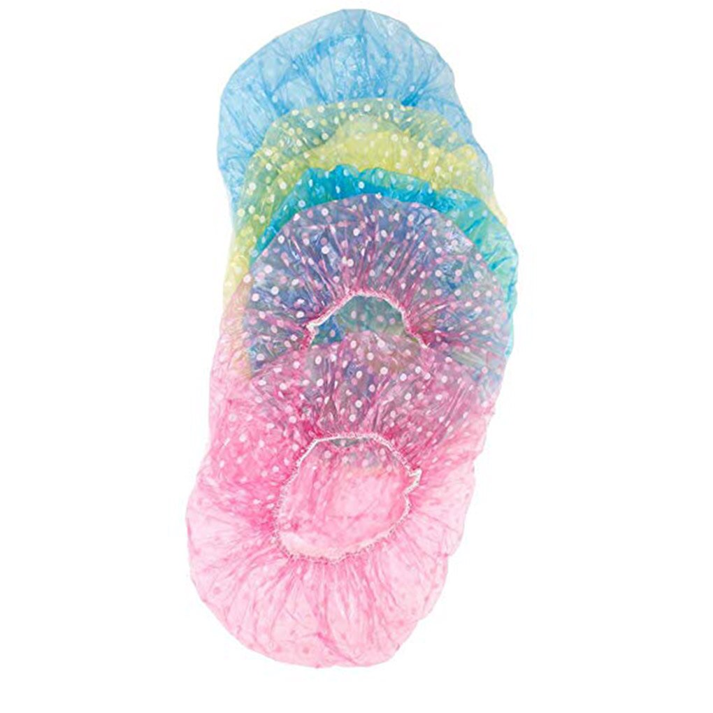 Gorros de ducha de plástico desechables para mujer, 6 uds., gorro de baño de Elástico grueso grande, Spa, ,
