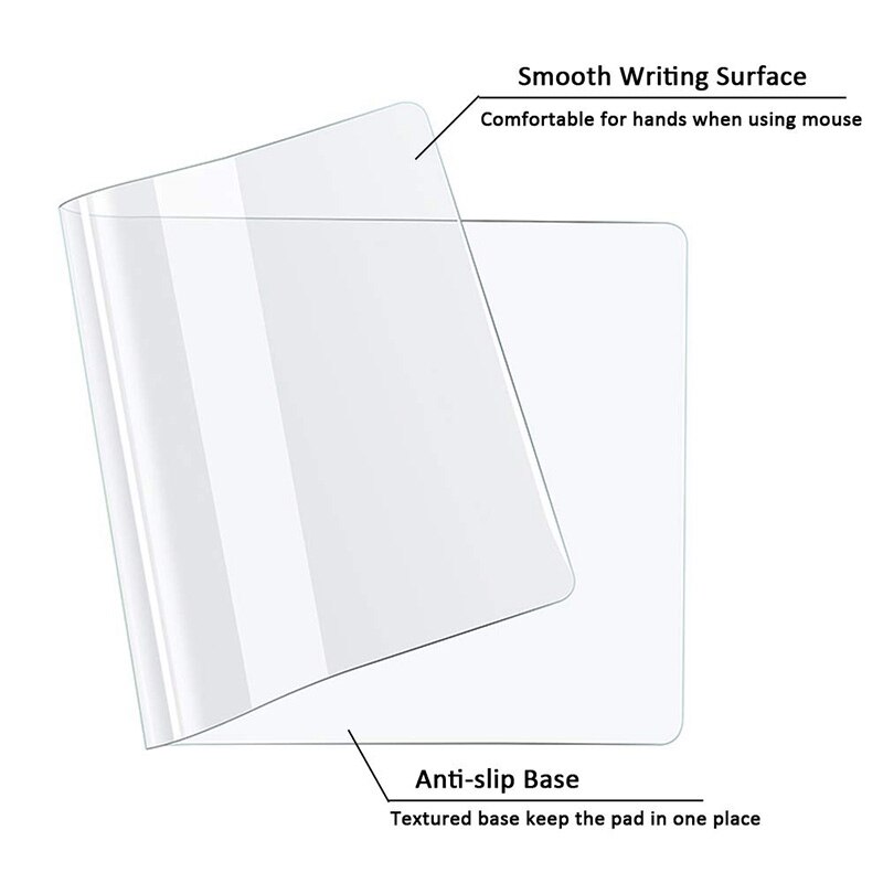 Clear Desk Pad, 35.5 inch X 17.7 inch Non-Slip Textured PVC Soft Desk Writing Mat - Round Edges Desk Protector