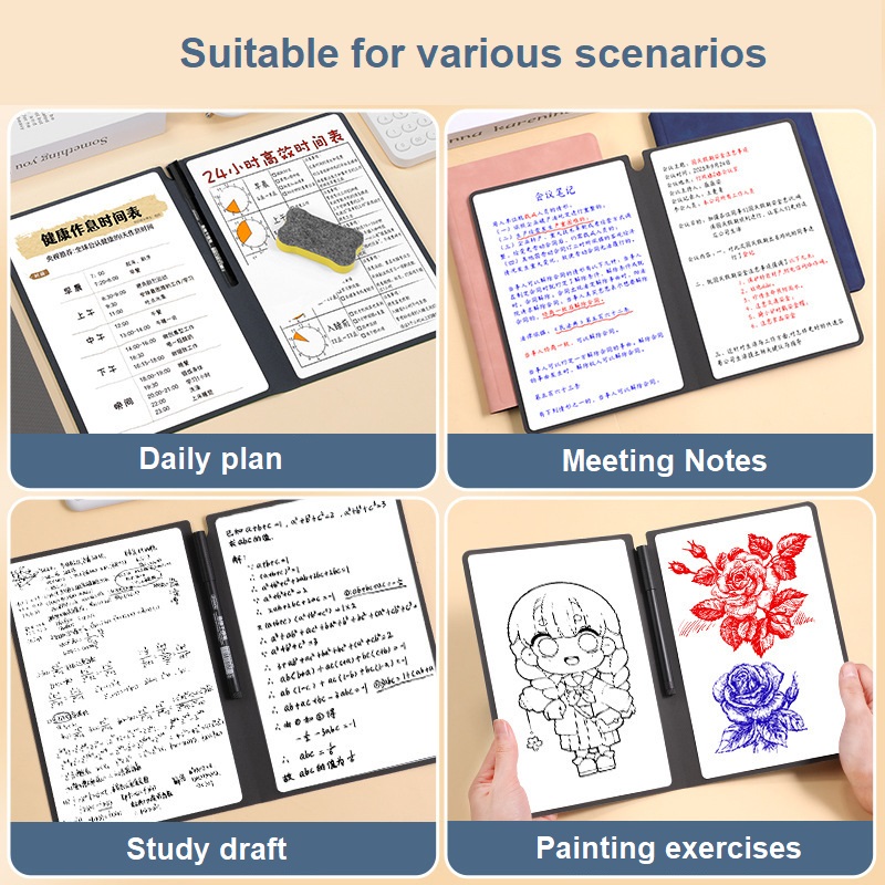 1-delige herbruikbare whiteboard-notitieboekjesset met whiteboard-pen Wisdoek Lederen memoblok Wekelijkse planner Draagbaar stijlvol kantoor
