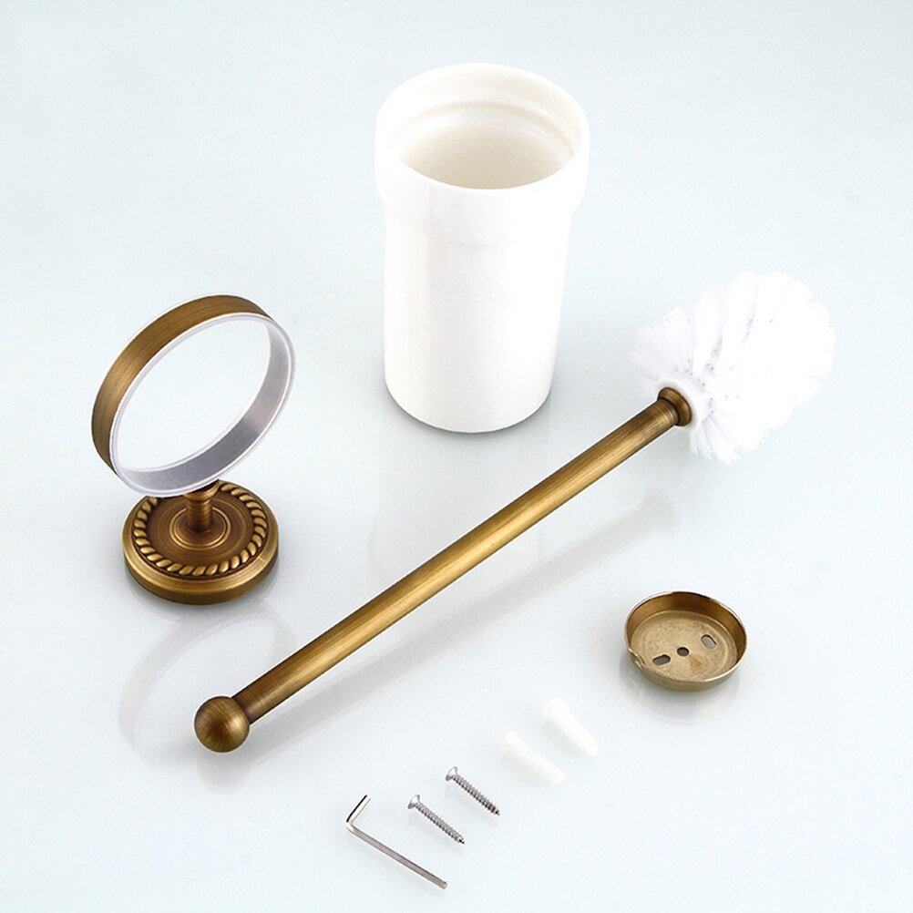 Juego de escobillas para inodoro, cobre antiguo, Vintage, compacto, con soporte, tazón de inodoro, juego de brochas para Hotel, baño y hogar