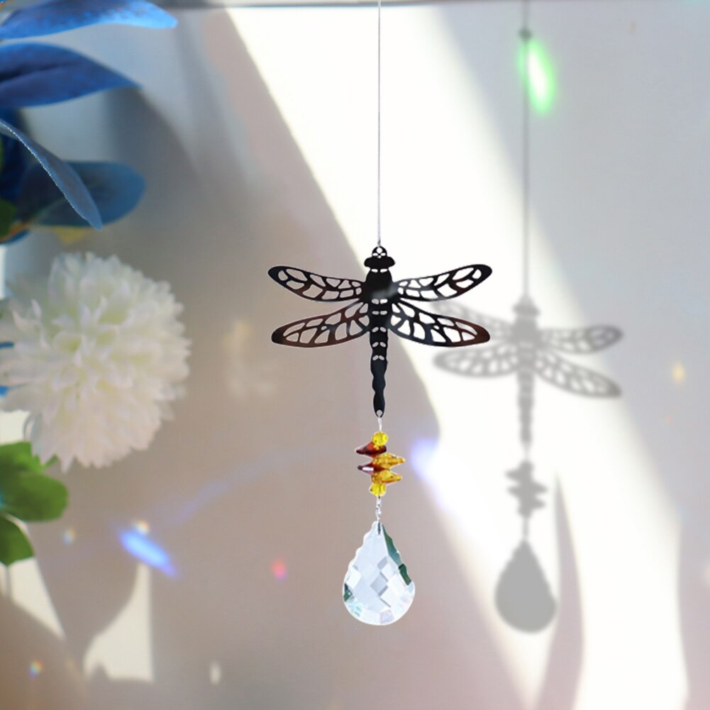 Kristall solfångare prismor glas ljuskrona kolibri vindspel regnbågsjagare gardin hängande hänge hem trädgård inredning