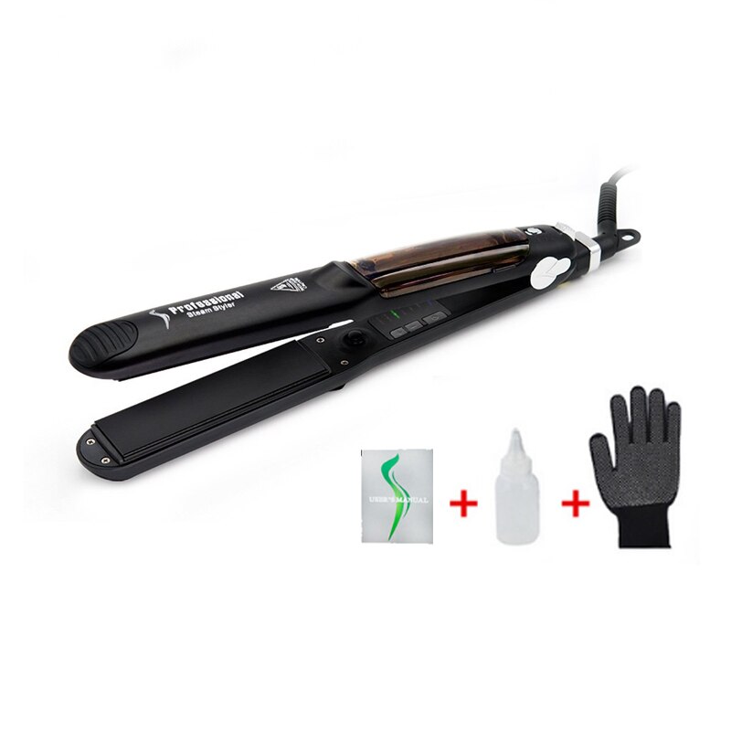 Steam Hair Straightener Flat Iron Ceramic Tourmaline Hair Straightening Iron Argan Oil Hair Iron Salon Styling Tool: Without box / US