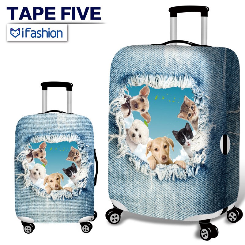Luggage Cover Suitcase - Animal Print - Elastic Fabric - for 18-32 inch Suitcases: Brown / S