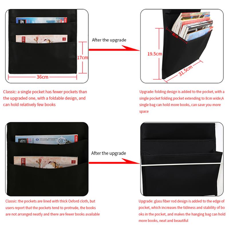 Oxford Cloth Storage Pocket Chart Hanging File Folding Holder Cascading Fabric Organizer For Office And School Room Black