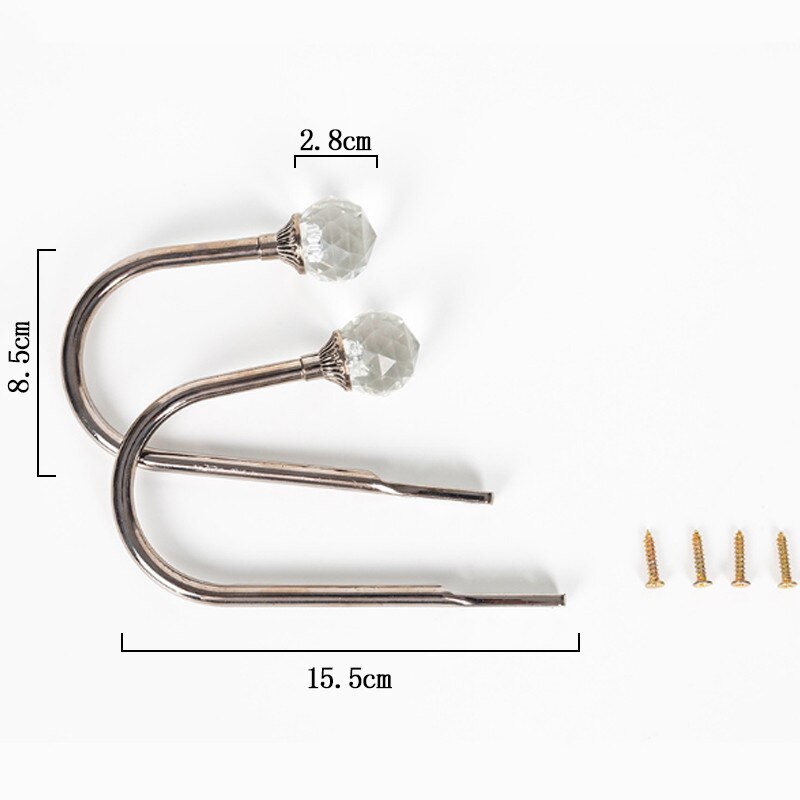 Solid Luxury Crystal Glass Curtain Holdback Wall Tie Back Hooks Hanger Holder Curtain Wall Hooks 2pcs: 14 2pcs