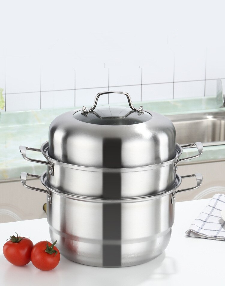 1 ud. Olla de vapor gruesa multicapa de acero inoxidable olla de vapor Universal para cocinar a Gas olla de vapor OK 1149