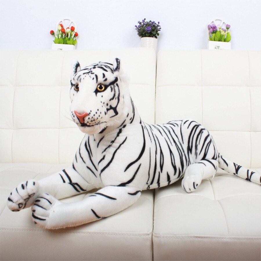 50Cm 110Cm Koning Van Forest Simulatie Geel Wit Tijger Gevulde Knuffel Pop Model Sofa Auto Kussen Hold kussen Kids Baby: WHITE / 110cm