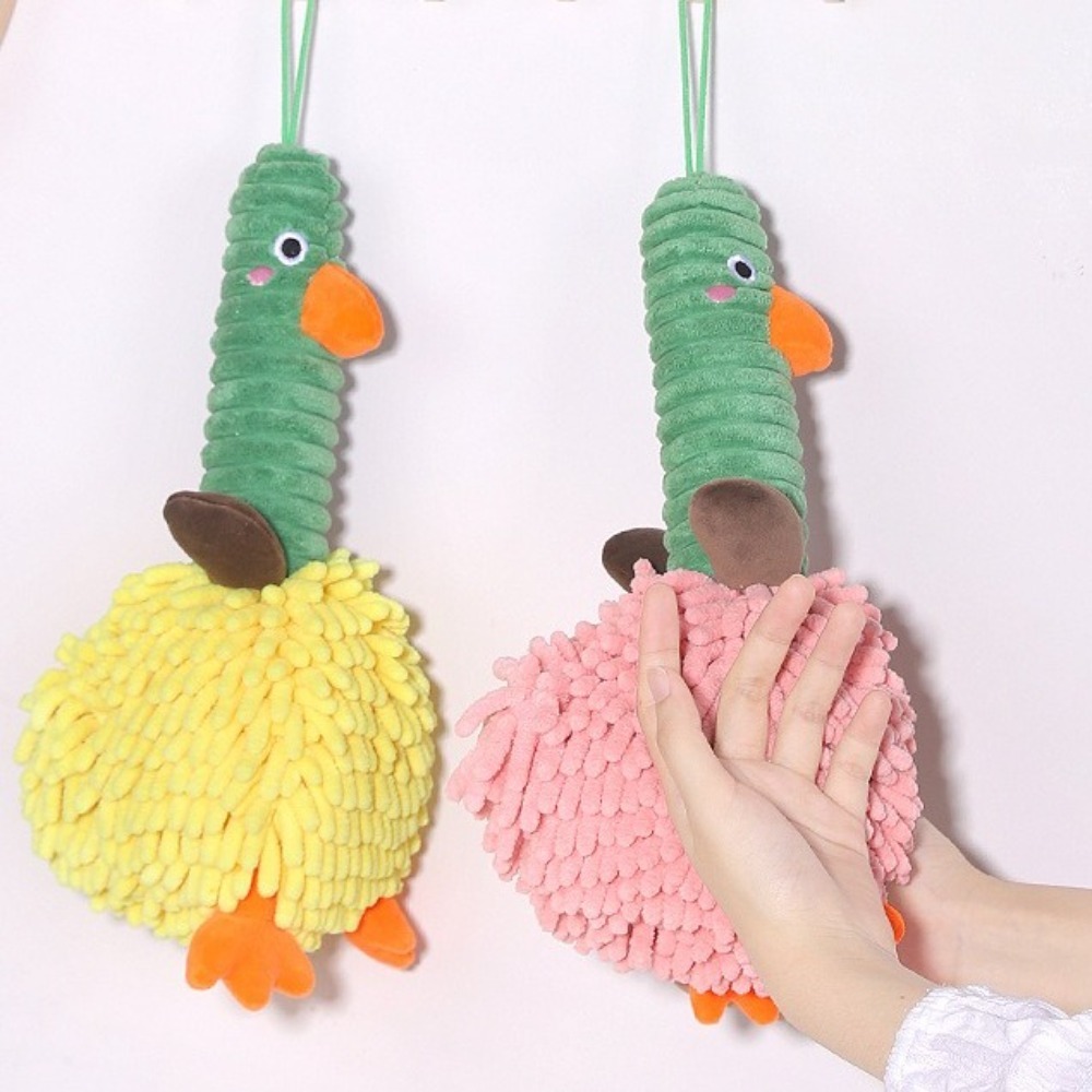 Søt tegneserie chenille håndtørkende dukke plysj myk and håndkle dekorativt tykkere rengjøringshåndkle baderom