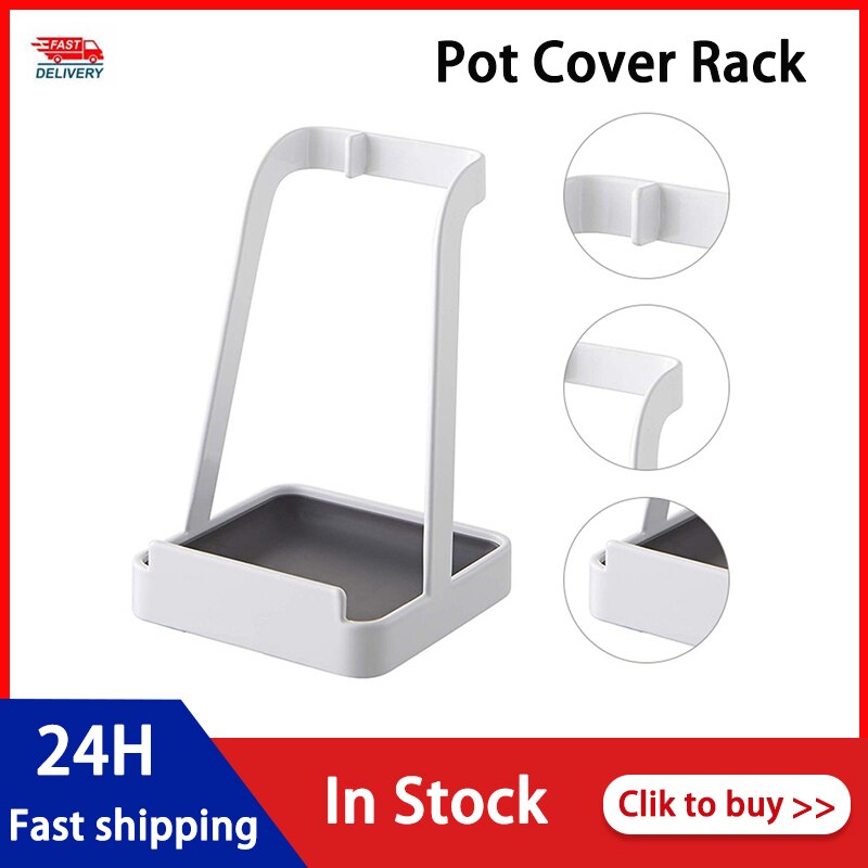 In Stock Kitchen Pot Cover Rack Kitchen Utensil Stand Pot Lid Shelf Cooking Storage Spoon Spatula Ladle Holder Cookbook Stand