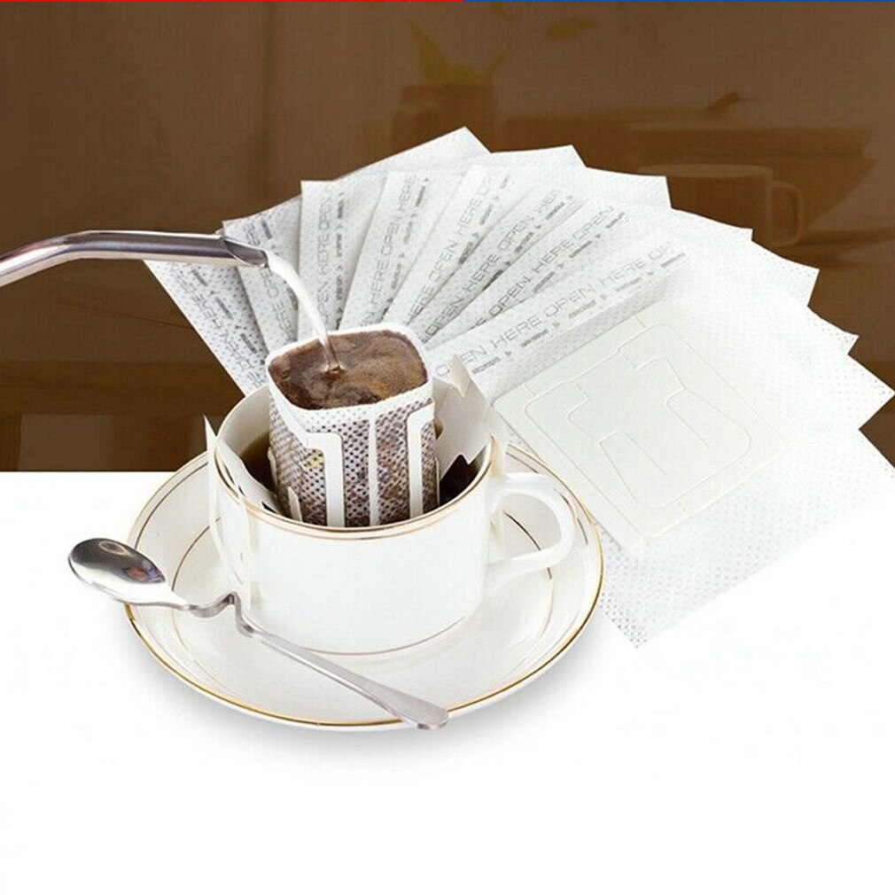 50 Stuks Draagbare Koffiefilter Papieren Zak Opknoping Oor Drip Gemak Koffie Zak Enkele Dienen Wegwerp Drip