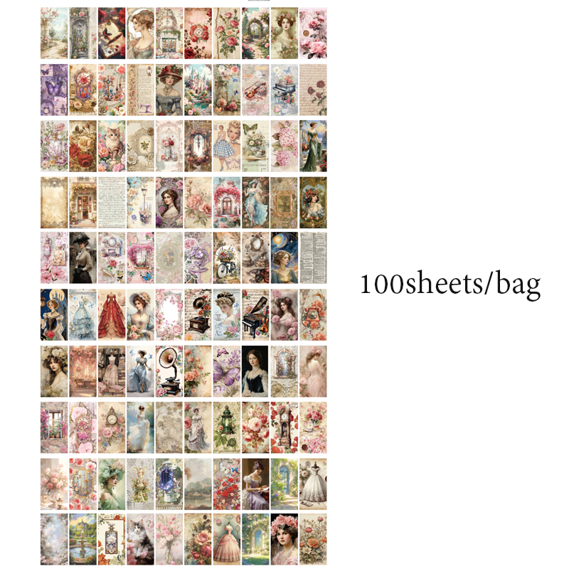 Mr Paper, 100sheets/bag collage art lightweight paper stock paper DIY vintage stock paper notebook korean stationery: Burgundy