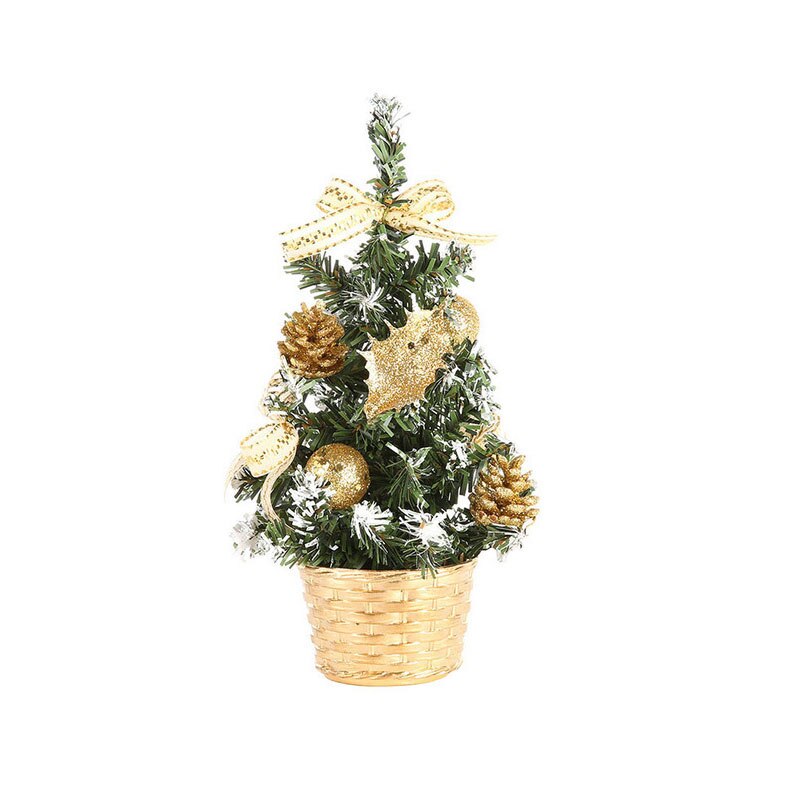 Mini Christmas Tree Desk Table Decoration Cute Xmas Artificial Home Decor Ornaments Children: Gold