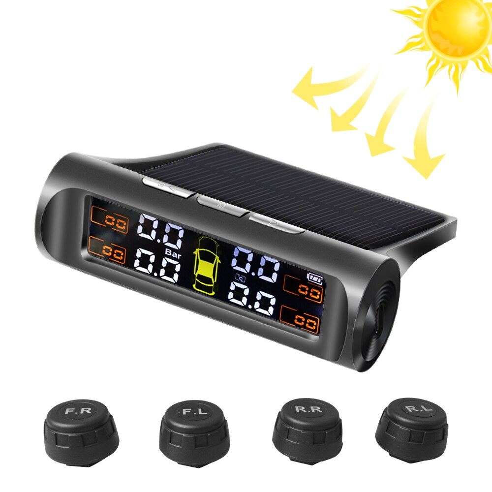 Tpms Zonne-energie Tpms Auto Bandenspanning Alarm 90 Verstelbare Monitor Auto Security System Tyre Pressure Temperatuur Waarschuwing: Type 2